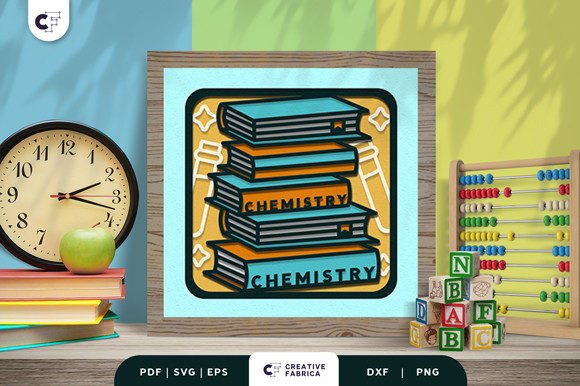 Chemistry Book Stack 3D Shadow Box