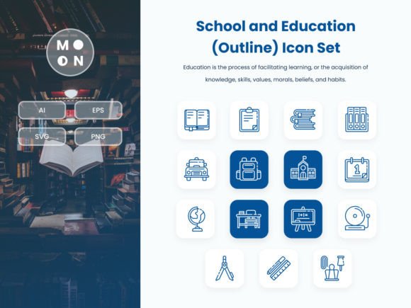 School and Education Outline Icon Set Review