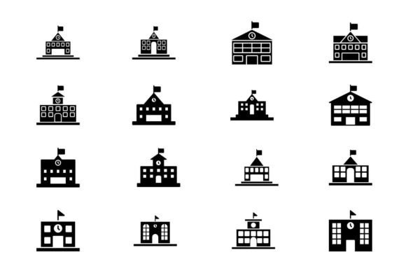 School Building Icon for Modern Graphic Design