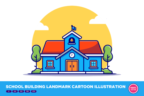 School Building Landmark Cartoon Review