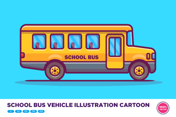 School Bus Vehicle Illustration Cartoon for Web and Editorial Use