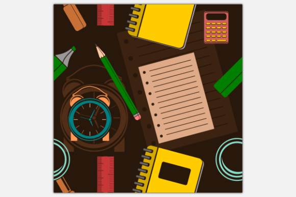 School Equipment Dark Seamless Pattern for Graphics and Patterns