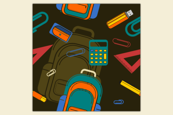 School Stuffs Dark Seamless Pattern for Branding and Packaging