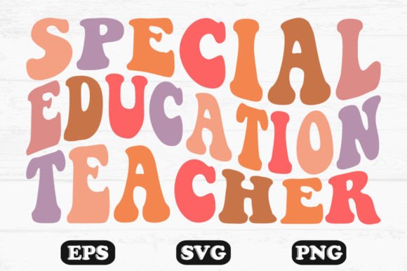Special Education Teacher Retro Wavy SVG for Crafts and Graphics