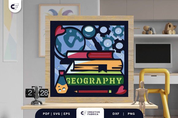 Stack of Geography Books 3D SVG for School Projects